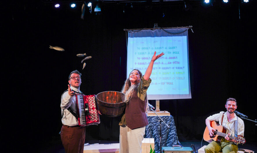 Photograph shows our Innovate Artists the Boondog Balladeers on stage during their first showing of 'Captain Godfrey and the Last Shanty'